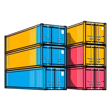 Colorful shipping container, logistics, cargo box sticker