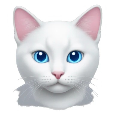 White cat with blue eyes and pink nose sticker