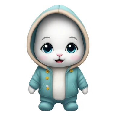 Anxious baby rabbit in baby winter suit sticker