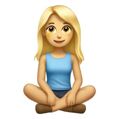 full body blonde girl sitting sticker