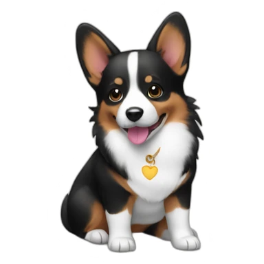 Black corgi cute dress sticker