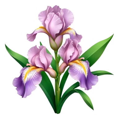 super big bouquet Soft Pink Iris, luxuriant, leaf, bud sticker