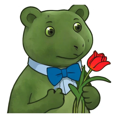 Tedy beat holding a red tulip bouquet sticker