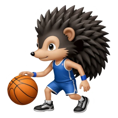 black hedgehog playing basketball sticker