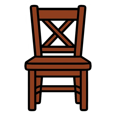rustic farmhouse wood chair, chocolate color, color outline style sticker