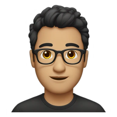 dark hair up guy wearing glasses and dark t-shirt with flowers print sticker