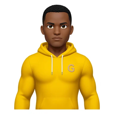 Black male look superstrong yellow hoodie and beige short letters G black g armsbi hair full body sticker