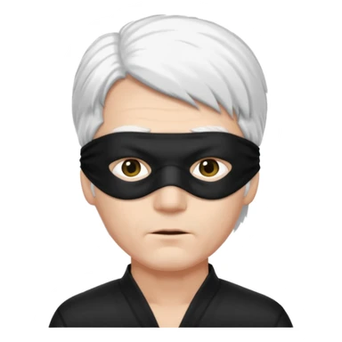 A guy with standing white hair and a black blindfold without eyeholes sticker