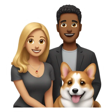 Man, woman and 2 corgies sticker