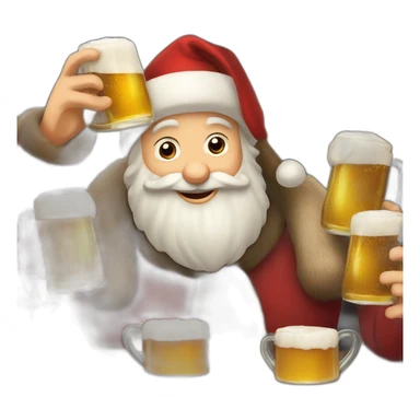Père Noël et des enfants qui boivent de la bière sticker