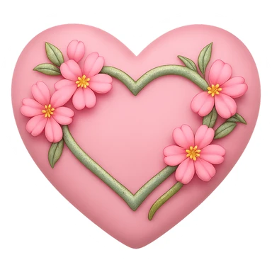 Make the sakura petals huge, keeping the gold, silver, and rainbow shimmer accents on the heart. The style should resemble apple emoji style with no background. sticker