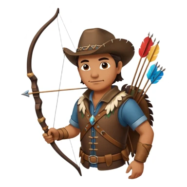 The classic middle-aged hunter with a bow and arrow on his back, dressed in brown with decorations made of feathers or bone teeth sticker