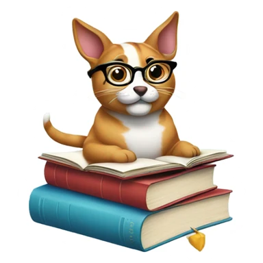 Cute animals with reading glasses reading books sticker