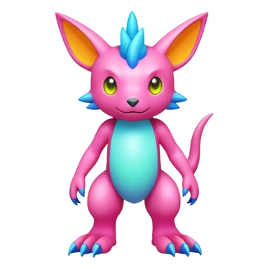 lush pastel-bright-vibrant warm-colored modern colorful neon-colored Fakémon-Digimon-Fionbri-Trico-creature (full body) sticker
