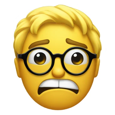 a yellow emoji with very very big glasses the emoji very angry and looks to the right sticker