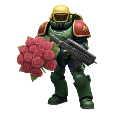 spacemarine holding flowers  sticker