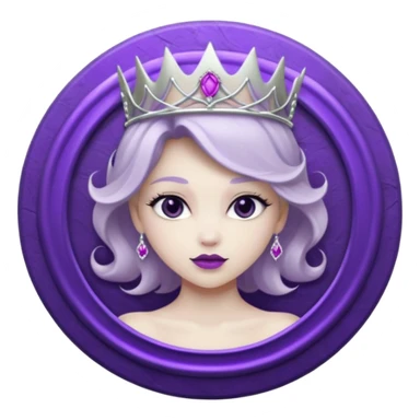 Purple shadow rose silver circle plaque with silver tiara sticker