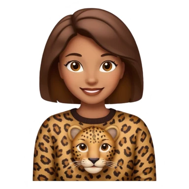 An elegant self confident brown lady in a leopard sweater emoji sticker