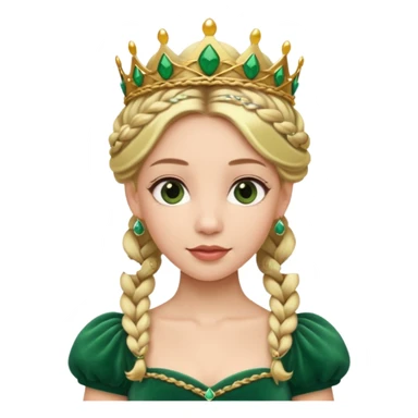 Princess in green Dress with Tiara, Braided Blonde Hair sticker
