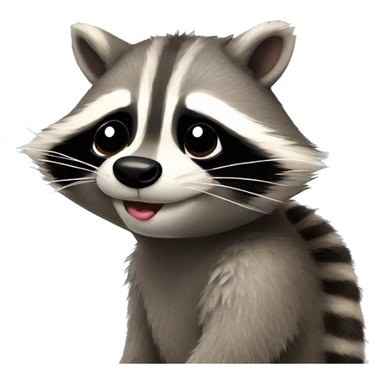 Raccoon making a kissy face with a small heart coming from their cheek sticker