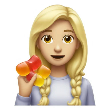 Blonde girl, eating Gummies sticker