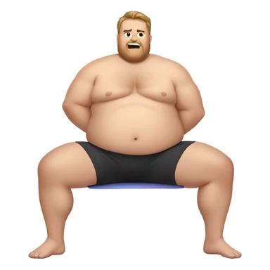 side view of fat white guy shirtless doing sit-ups sticker