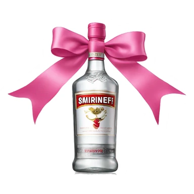 smirnoff vodka bottle with small pink bow on it sticker