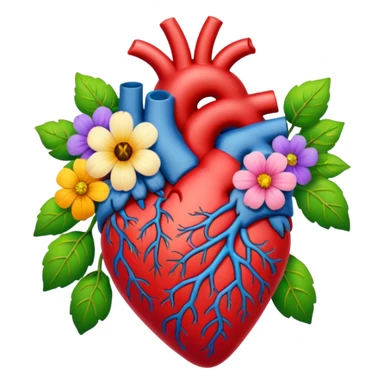 Anatomical hart with flowers sticker