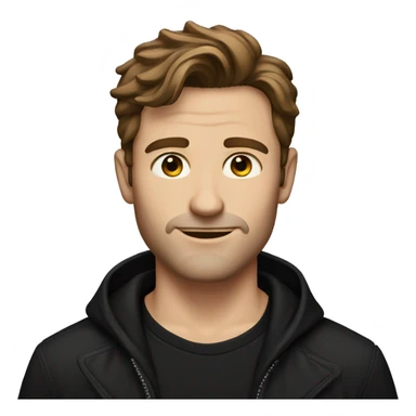 A man with hazel green eyes and brown hair in a all black outfit  sticker