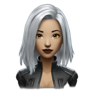 Cyberpunk 2077 woman silver hair sticker