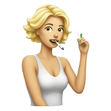 Blonde woman smoking weed pen sticker