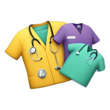 pile of medical scrubs sticker