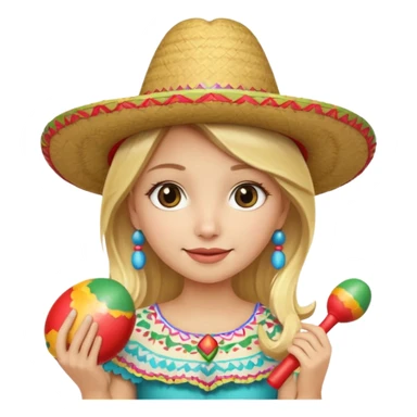 blonde girl in sombrero with maracas sticker
