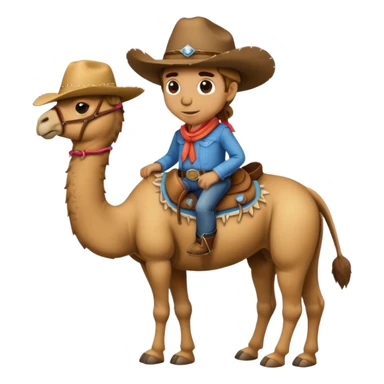 A full body camel with a cowboy hat and without the person on him sticker