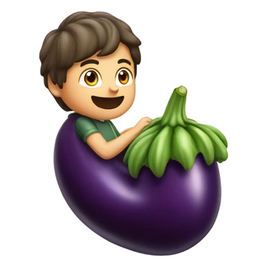 Boy riding eggplant sticker