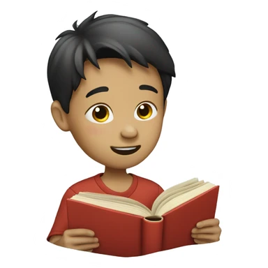 Chinese boy reading book sticker