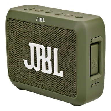 JBL Go 4 portable speaker in khaki green color, compact rectangular shape with rounded corners, front view showing speaker grill and JBL logo sticker