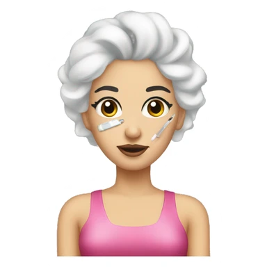 the cosmetologist gives an injection sticker