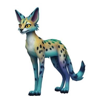 Epic Edgy Colorful ethereal eldritch Sergal-Serval-Vernid full body sticker