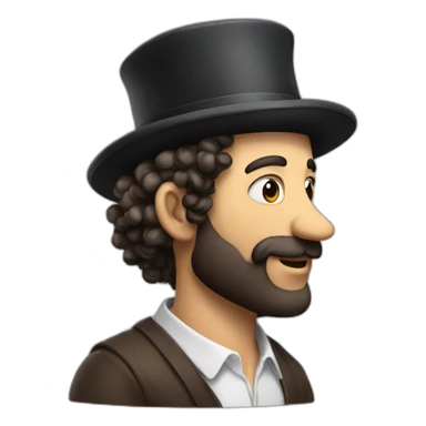 jewish man with curls and hat rubbing hands together side profile giant nose sticker