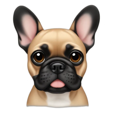 Tan French bulldog with black face sticker