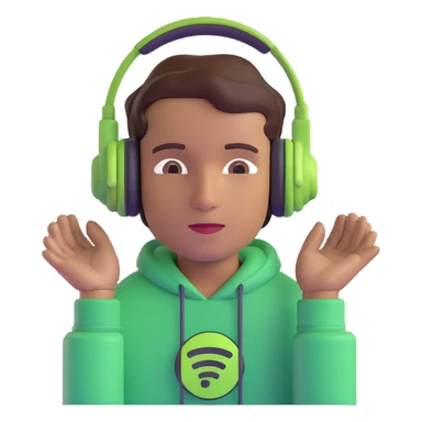 brown boy listening to music with headphones on Spotify sticker