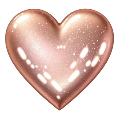 Edit the glittery gold color heart to a glittery rose gold color heart with a subtle gradient and no border. Keep the background transparent. Maintain the glittery texture and subtle gradient effect in rose gold tones sticker