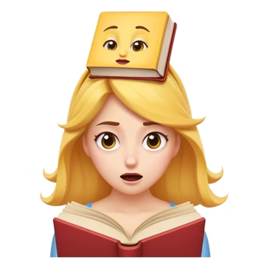 Cinematic Funny Belle Portrait Emoji, Looking exasperated as a book lands on her head, one eye twitching, caught in a hilariously relatable moment of book-lover clumsiness! sticker