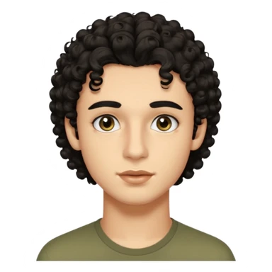 20 year old boy with black curly/wavy hair black eyes medium sized lips black eyebrows well shaped , naturally long eyelashes, square jaw and olive toned italian skin  sticker