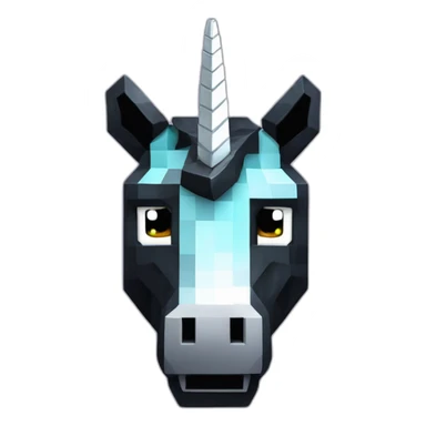 Minecraft Glitter Black Unicorn Head With Diamond Horn sticker