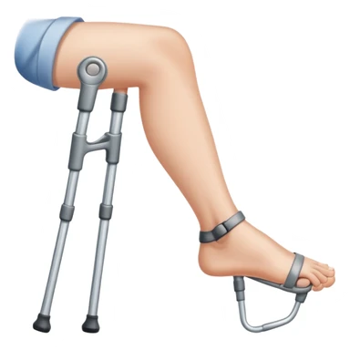 A toe with crutches sticker