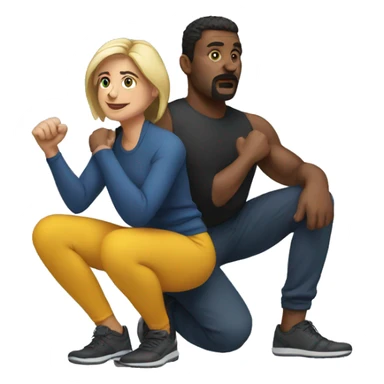 man and woman making squat sticker