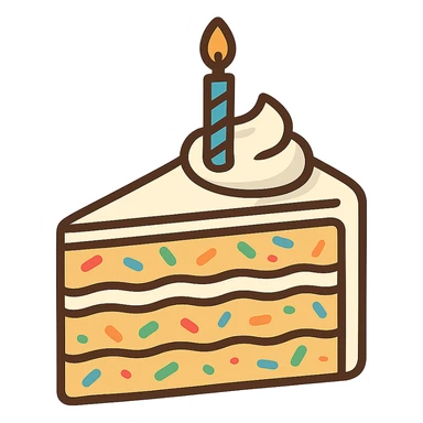 flat toon slice of funfetti birthday cake sticker