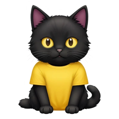 Black cat in yellow t-shirt  sticker